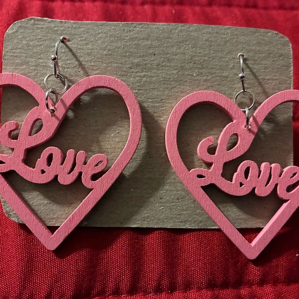 Pink Heart Love Earrings
